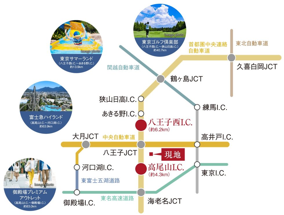 最寄りの高速道路や一般道を使って多方面へ快適カーアクセス。