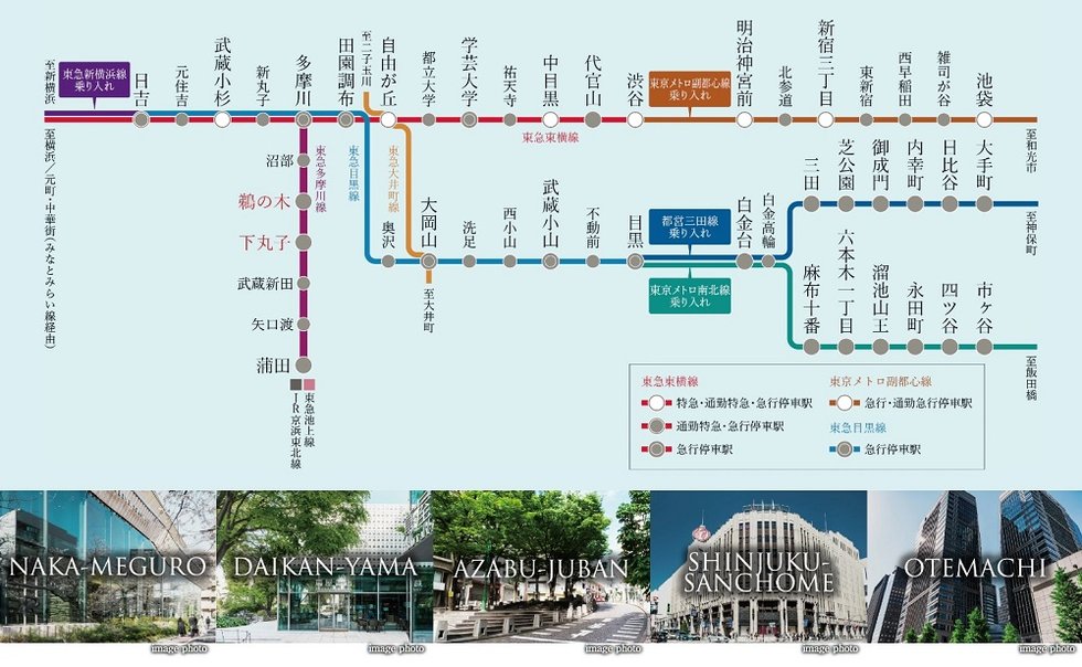 1度の乗り換えで都内の人気エリアへ。
行動範囲が大きく広がる東急線ネットワーク。