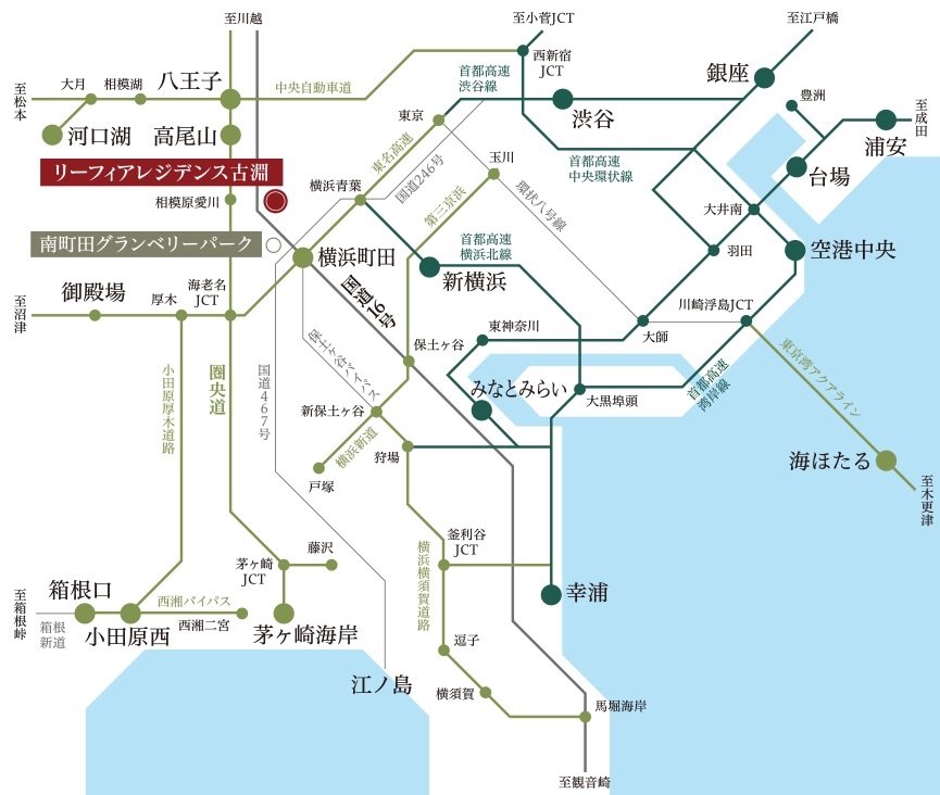 国道16号と圏央道利用でアウトレットへもレジャースポットへも自由自在。