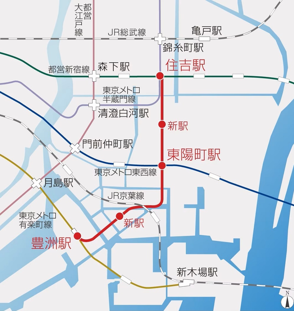 東京メトロ有楽町線延伸(豊洲〜住吉間)概念図