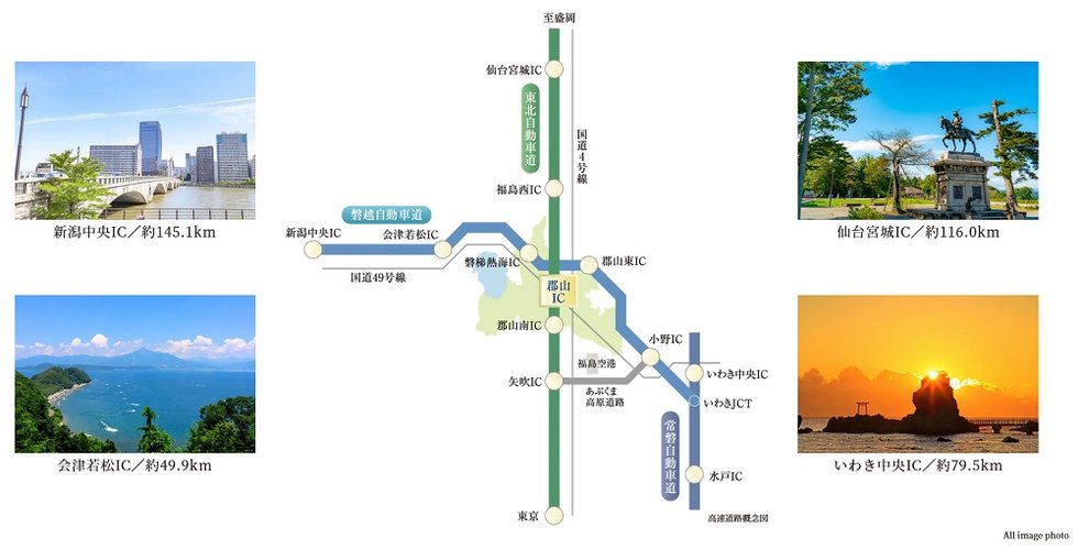 郡山IC利用で車での移動もスムーズ。