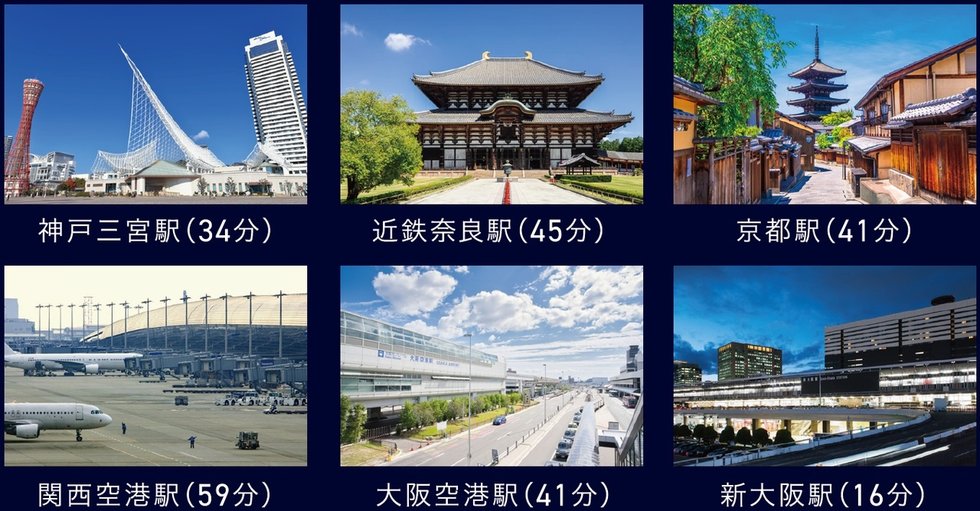 周辺の観光地や世界への交通拠点にも軽快にアクセスしやすい「西九条」。
