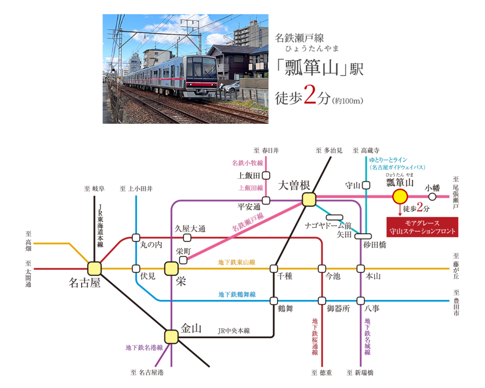 TRAIN ACCESS
名鉄瀬戸線利用で、都心方面へダイレクトアクセス。