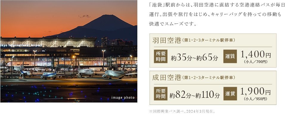 2つの空港に直結する空港連絡バス。