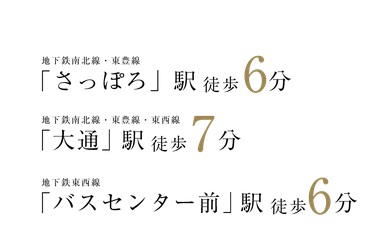 JR、地下鉄南北線、東豊線、東西線を自在に。
新たな札幌住都心としての価値。
