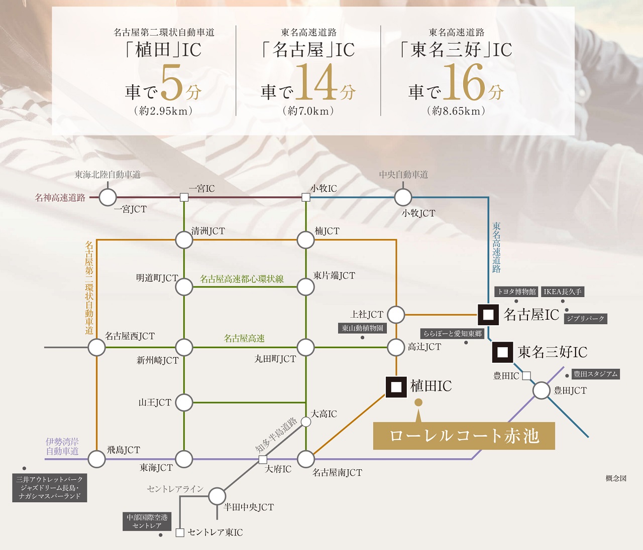 高速道路へのアクセスも近く、
ビジネスも休日も快適。