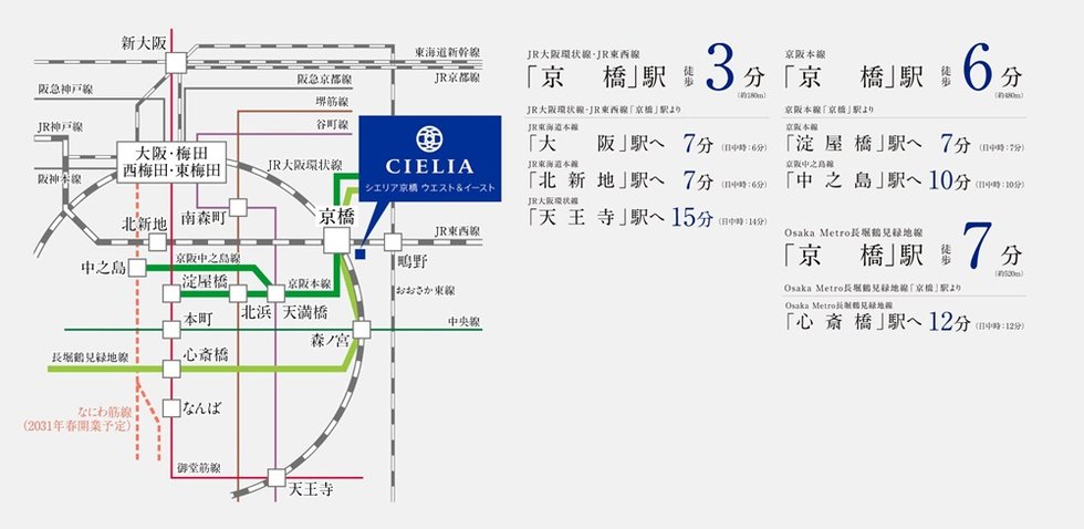 大阪、京都の都市とつながる。