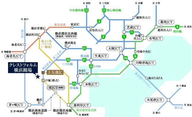 ショッピングやレジャーに軽やかに出かけられるカーアクセス環境。