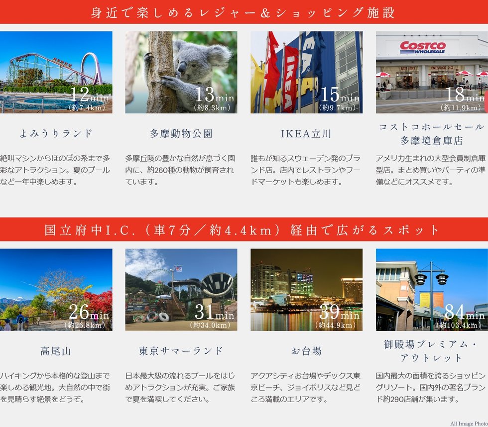 ショッピング・レジャーが広がるカーアクセス。
ドライブをしながら人気スポットを満喫。