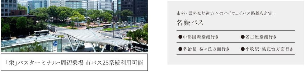 25系統が発着する、バス路線を網羅する。