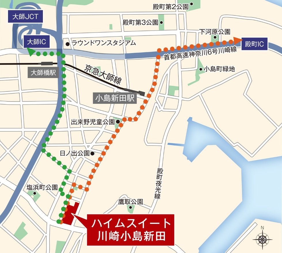 大師ICと殿町ICの2箇所を使い分け自動車アクセスもいつだってスムーズに。