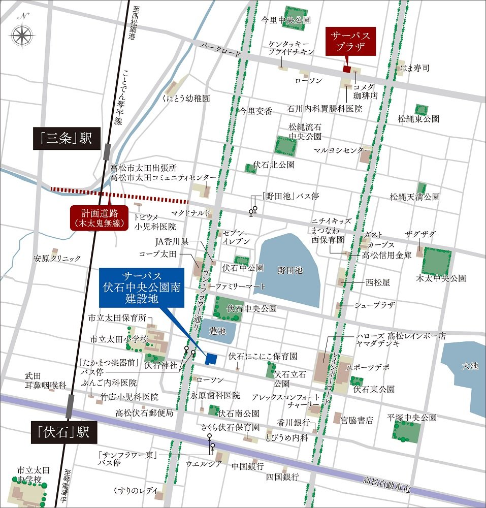 建設地・サーパスプラザご案内図