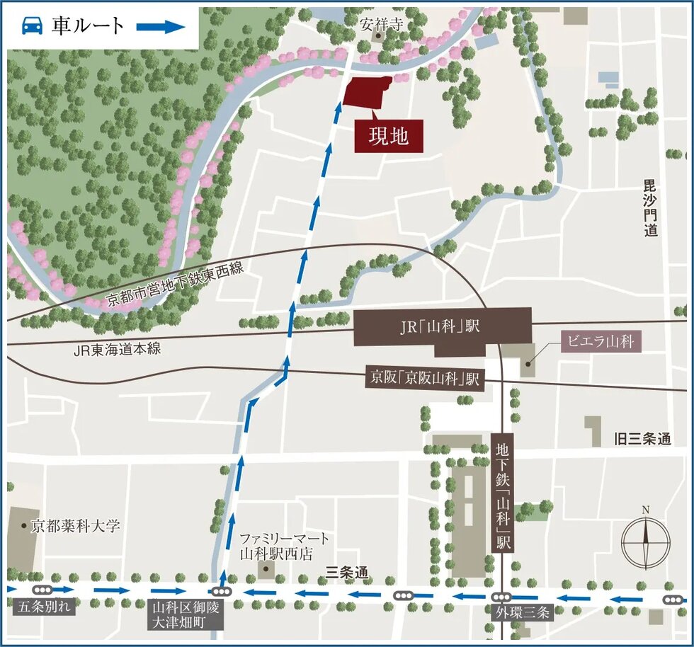 現地案内図：車ルート