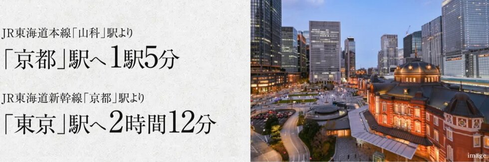 ゲートウェイ「京都」駅に直通し、新幹線利用で東京へ中広域へ軽快に。