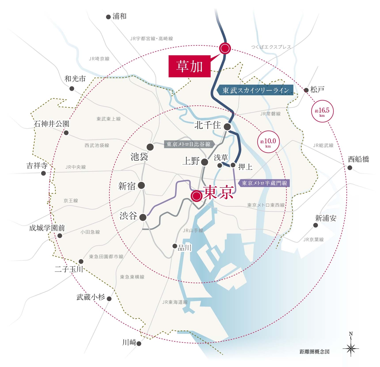 東京23区に隣接する街、草加。
しかも急行停車駅&都心直通の贅沢。