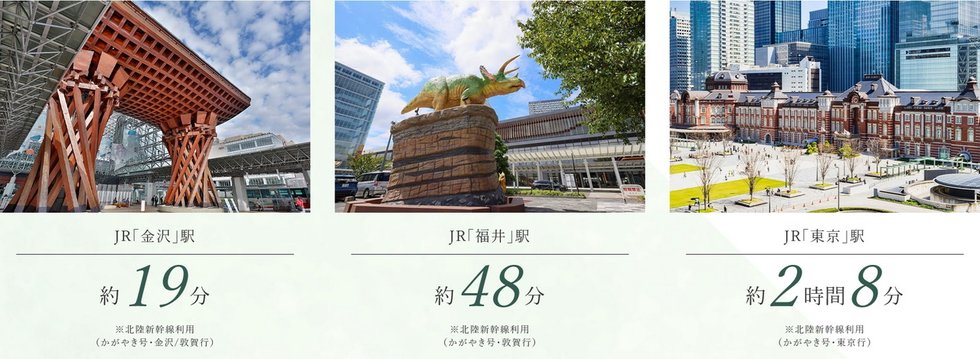 北陸三県を自在に、東京へもスムーズにつながる交通アクセス。