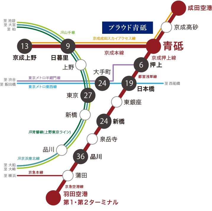 2路線利用可能な「青砥」駅から都心直通アクセス