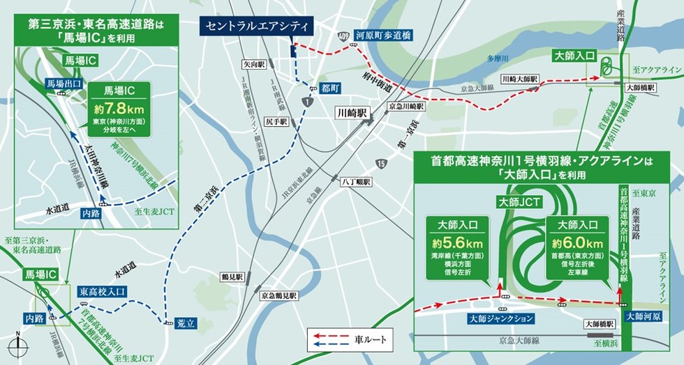 高速道路の好アクセスで、車での移動も快適に。