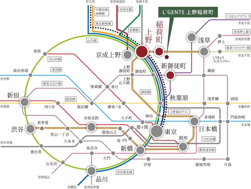 都心のほとんどの主要駅へ20分圏内でアクセス。