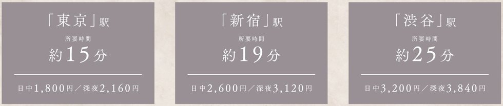 山手線内側のロケーションが、主要駅からのタクシー利用も気軽に。