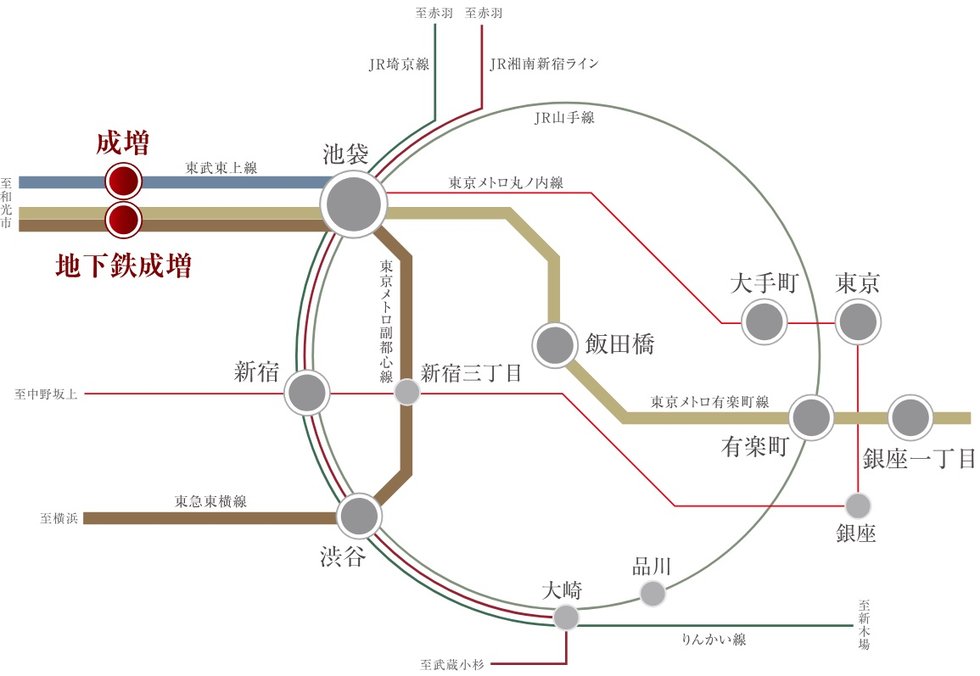 2駅3路線※1利用で、都心ターミナルや横浜ベイエリアへも直通アクセス。