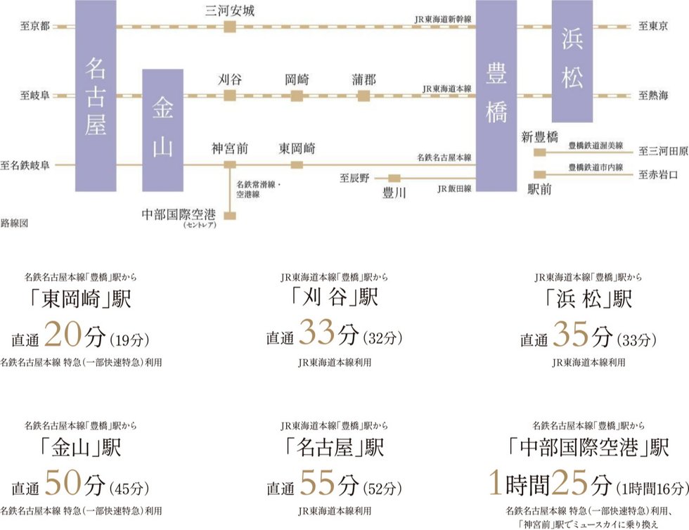 JR・名鉄本線でつながる、市内外への直通アクセス。