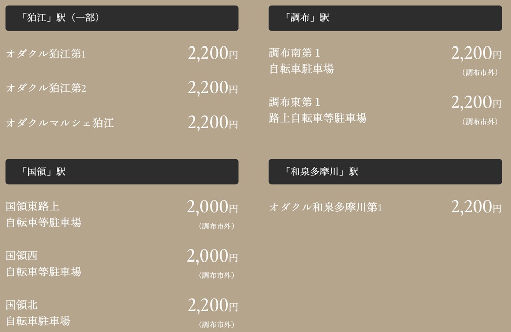4駅の月極駐輪場
4駅周辺の駐輪場を利用して自転車で通勤・通学も可能