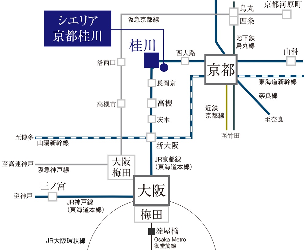 大阪・京都などへ快適アクセス
都心と結ばれた駅がすぐそばの暮らし。