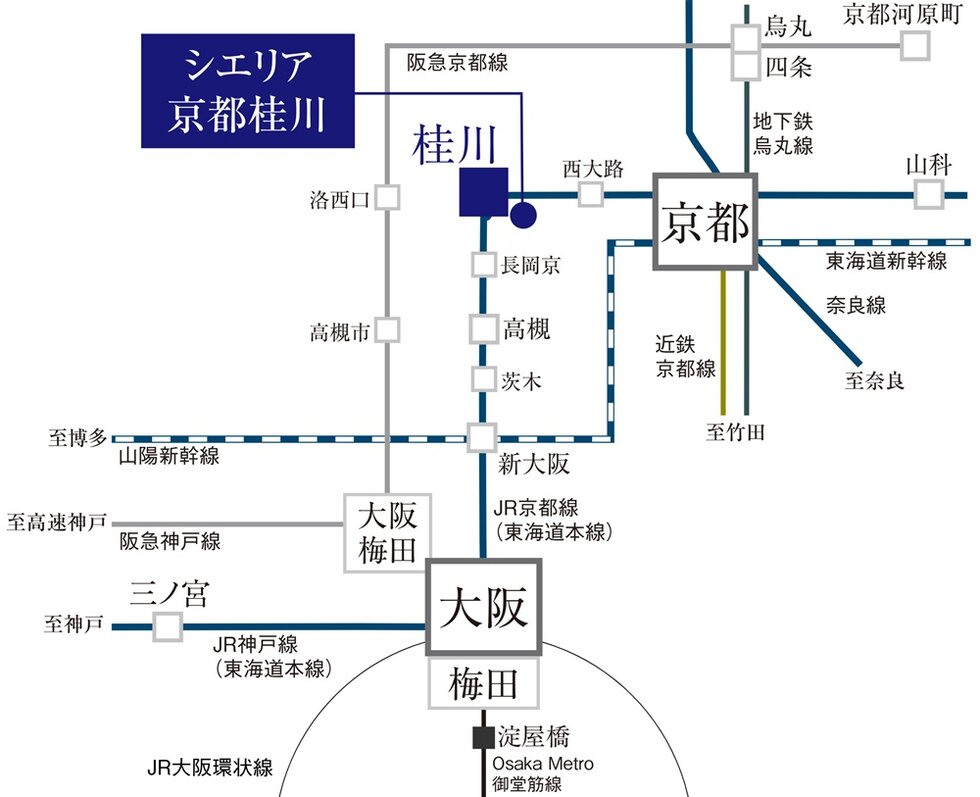 大阪・京都などへ快適アクセス
都心と結ばれた駅がすぐそばの暮らし。