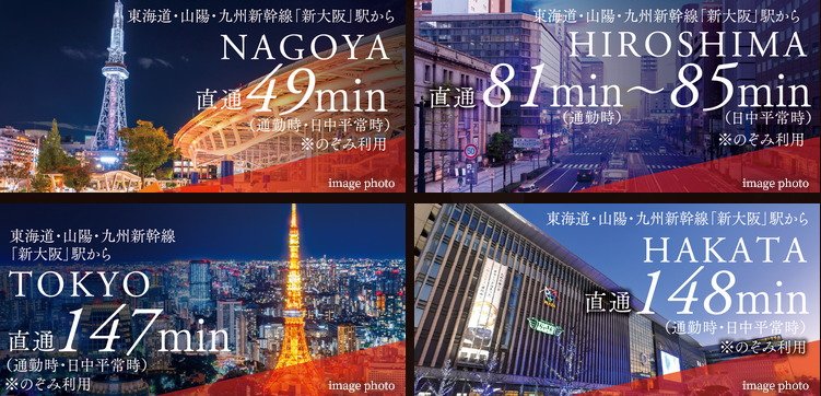 広域アクセスの拠点、新幹線「新大阪」駅。