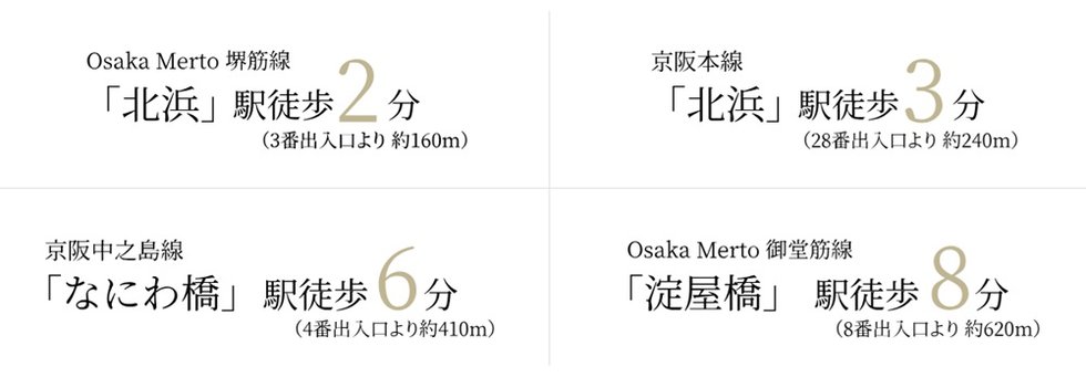 4駅4路線利用可能。
都市を自在に結ぶ利便性。