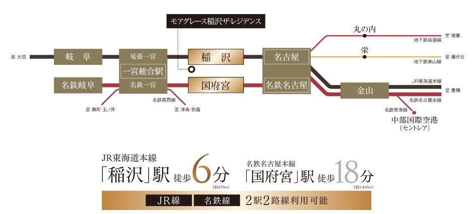 TRAIN
JR東海道本線＆名鉄名古屋本線。2路線利用可能な利便性が魅力。