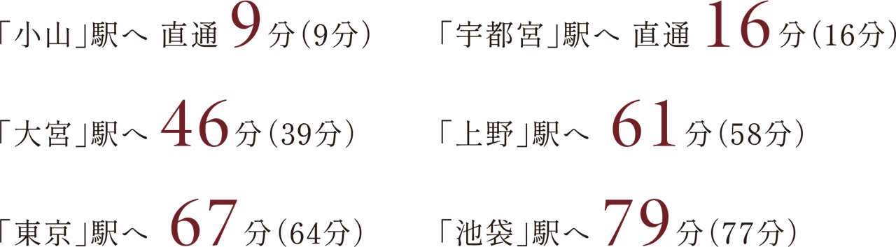 JR東北本線（上野東京ライン直通宇都宮線）「自治医大」駅より