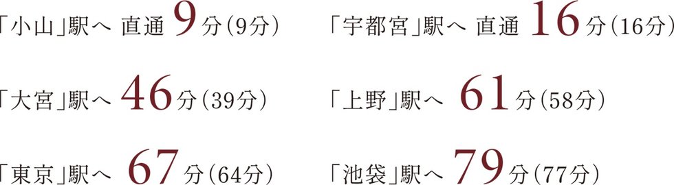JR東北本線（上野東京ライン直通宇都宮線）「自治医大」駅より