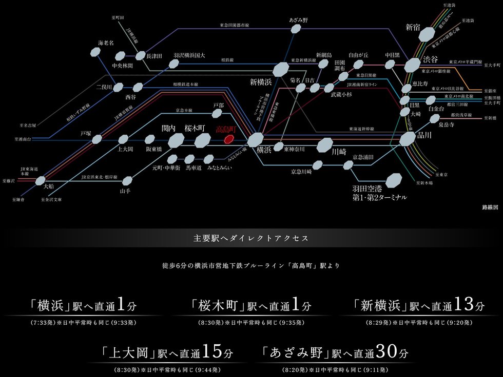 「高島町」駅発