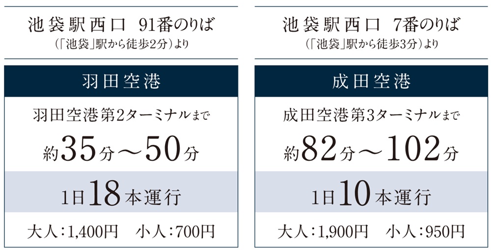 池袋から空港へ快適なリムジンバス。