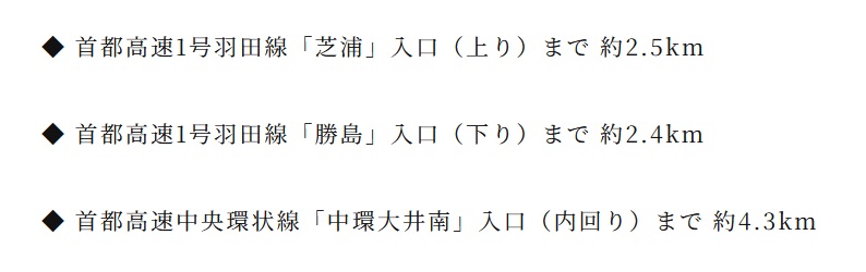ここから全国へ。高速道路I.C.が近い、カーライフにも快適なポジショニング。