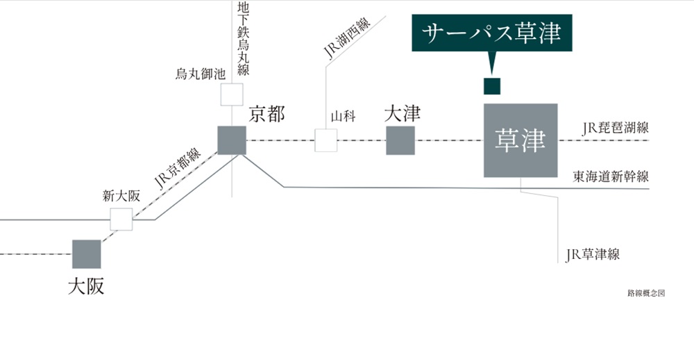 京都・大阪へダイレクトアクセス 新快速停車駅JR「草津」駅徒歩3分
