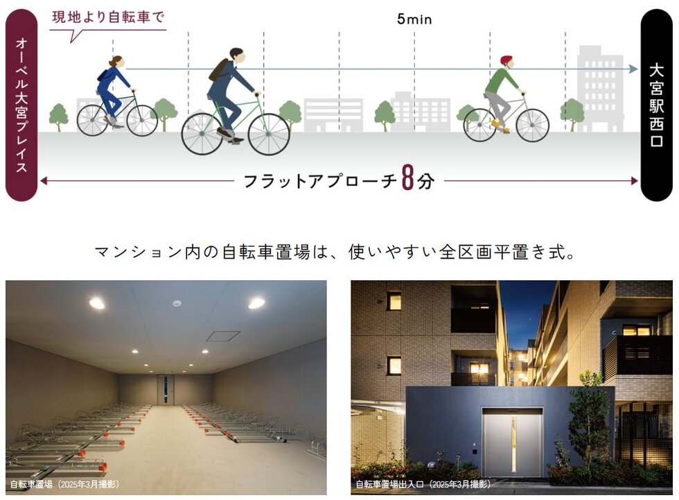 自転車でスピーディー&快適フラットアプローチで8分。