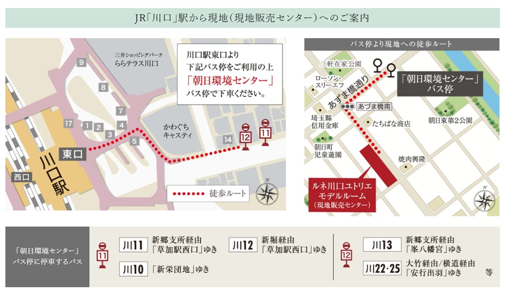 JR「川口」駅から現地（現地販売センター）へのご案内