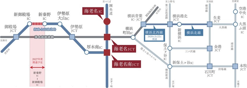 圏央道「海老名IC」起点のアクセスは、新東名高速道路の整備によりますます軽快に。