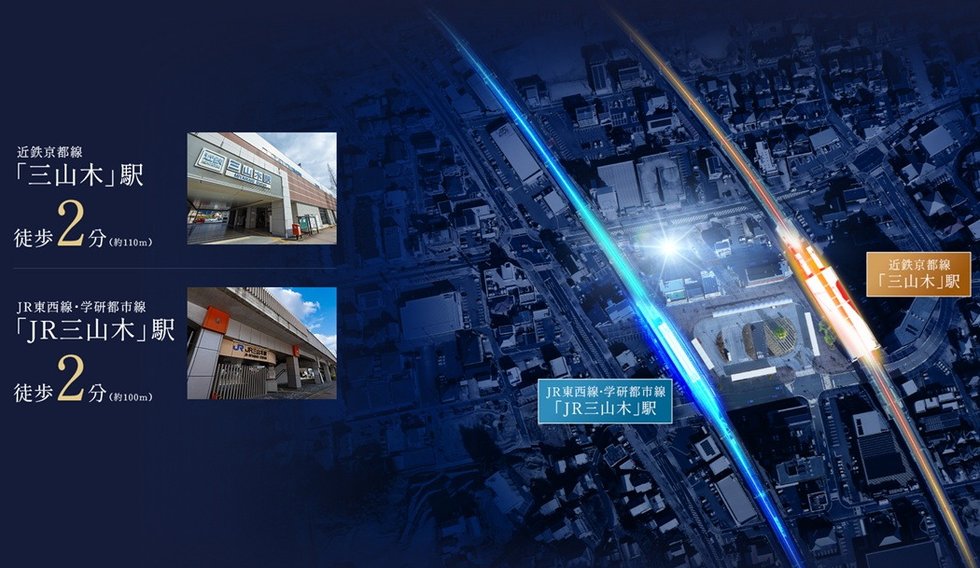 2路線2駅へ徒歩2分、大阪・京都の中心部へ快適アクセス。