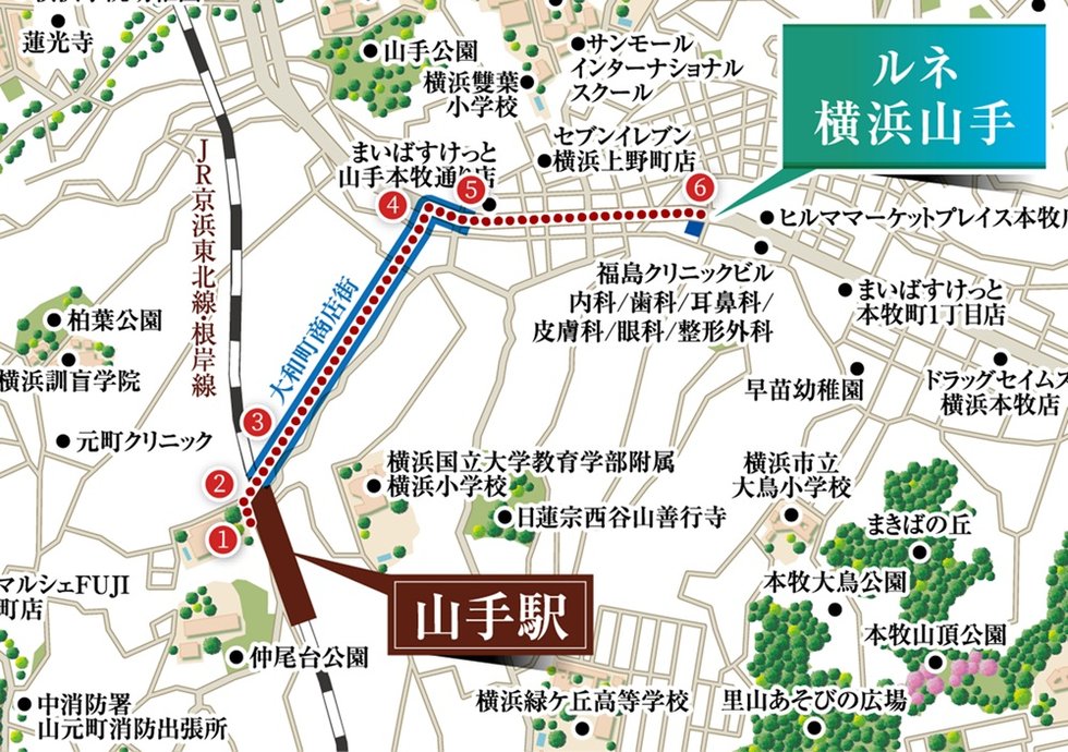 商店街を通るフラットアプローチ