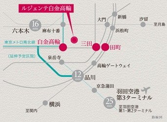 白金高輪駅から分岐して品川駅に接続する南北線延伸計画
