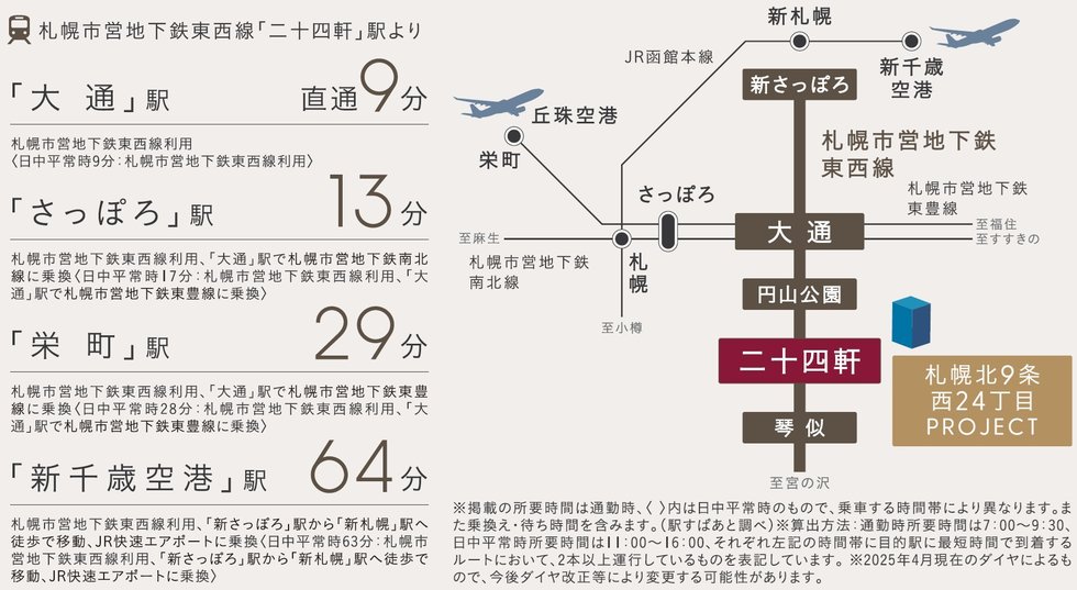 札幌市営地下鉄東西線利用で都市へダイレクトアクセス