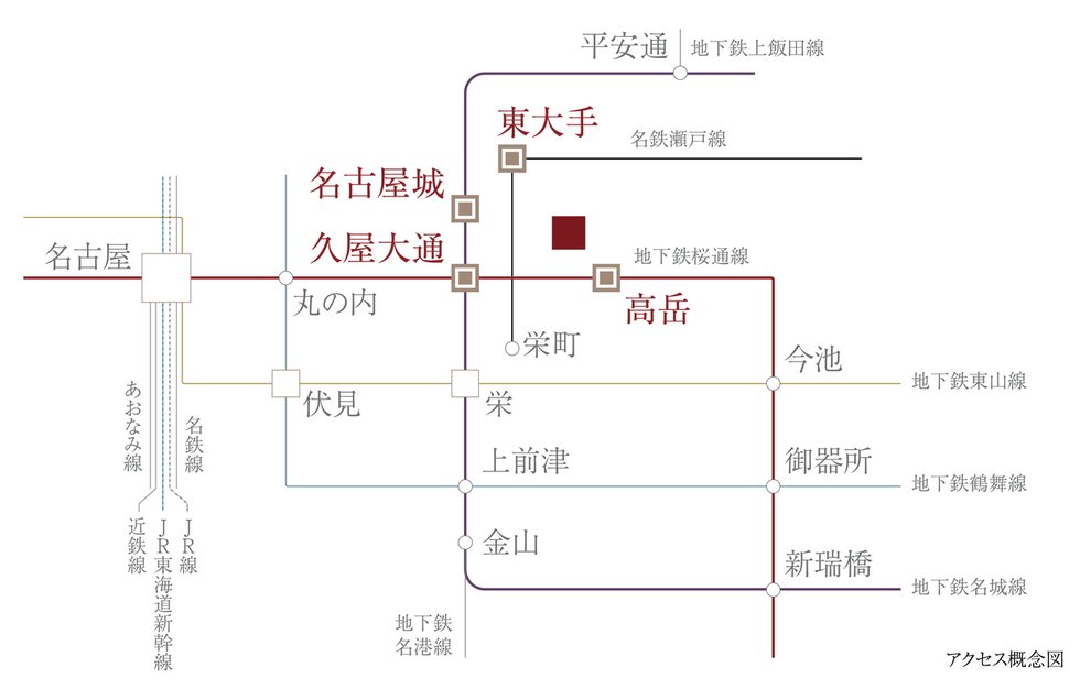 名古屋市内の主要都市を縦横無尽にリンクする、全方位型のアクセス・ポテンシャル。