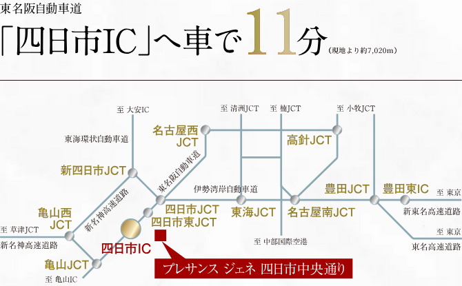 県内各地へも名古屋方面へも
スムーズに出かけられるカーアクセス。