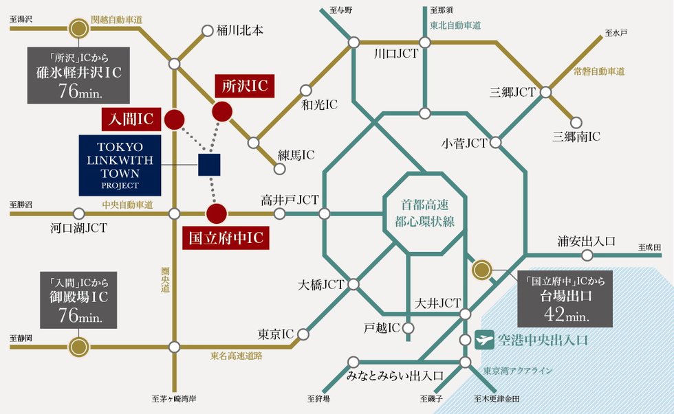都心もレジャーもシームレスに
つながるカーアクセス。