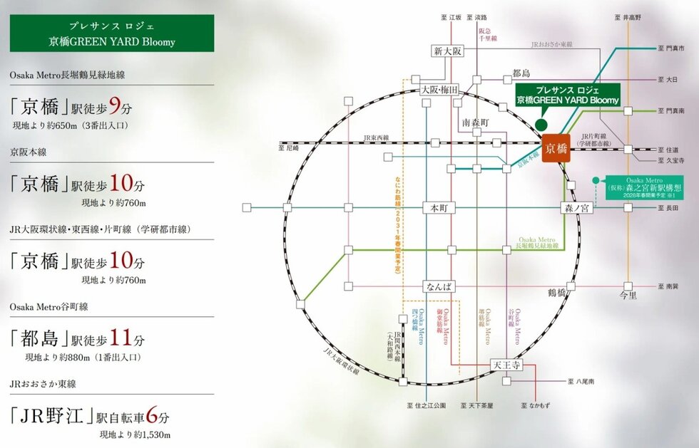 MULTI ACCESS
JR・京阪・Osaka Metroを束ねる京橋の自在アクセス。