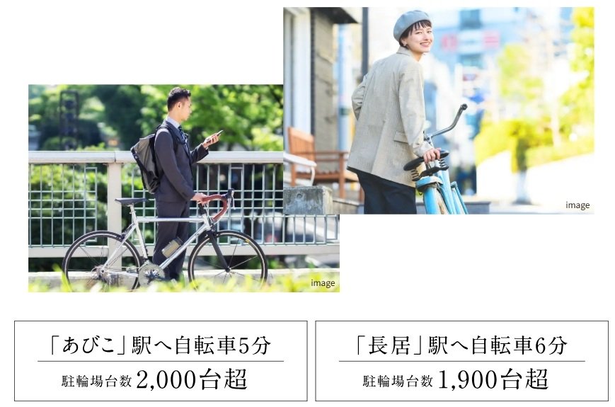 駅へは自転車でのアクセスも便利、豊富な駐輪場も完備。